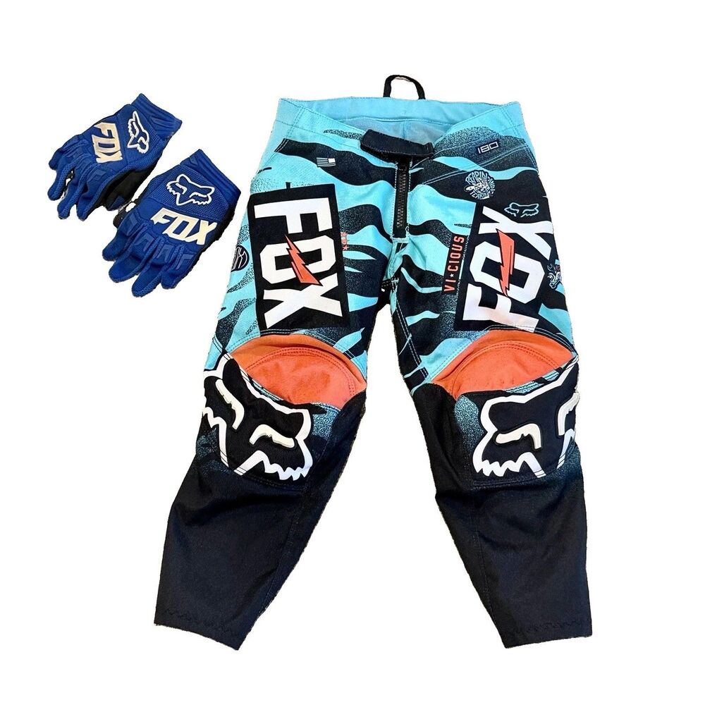 Fox Racing 180 Vicious Kids Boys Pants Riding Gear Motocross Motorcycle Size 4